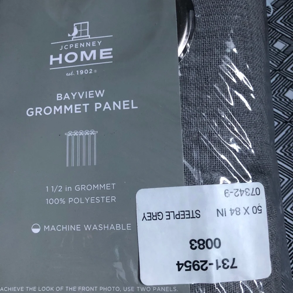 JCPenney Home Bayview Gray Sheer Grommet Curtain Panel 84” set of TWO